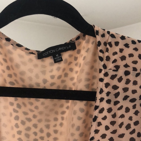 Tan/black pattern sheer, lined wrap dress, sexy! - Picture 2 of 6